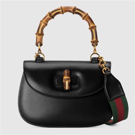 drappeggio pelle e bamboo borsa gucci